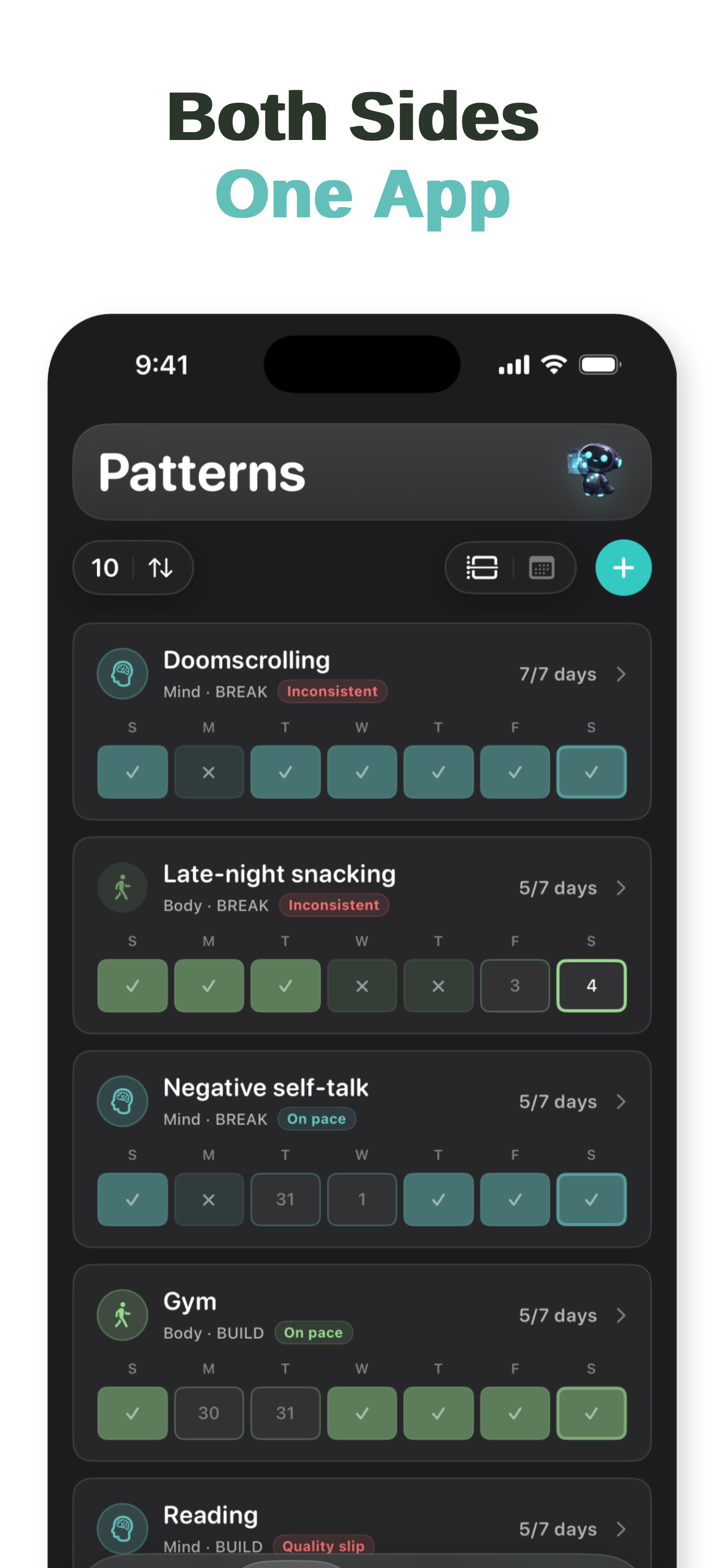 Both sides one app - build and break habits