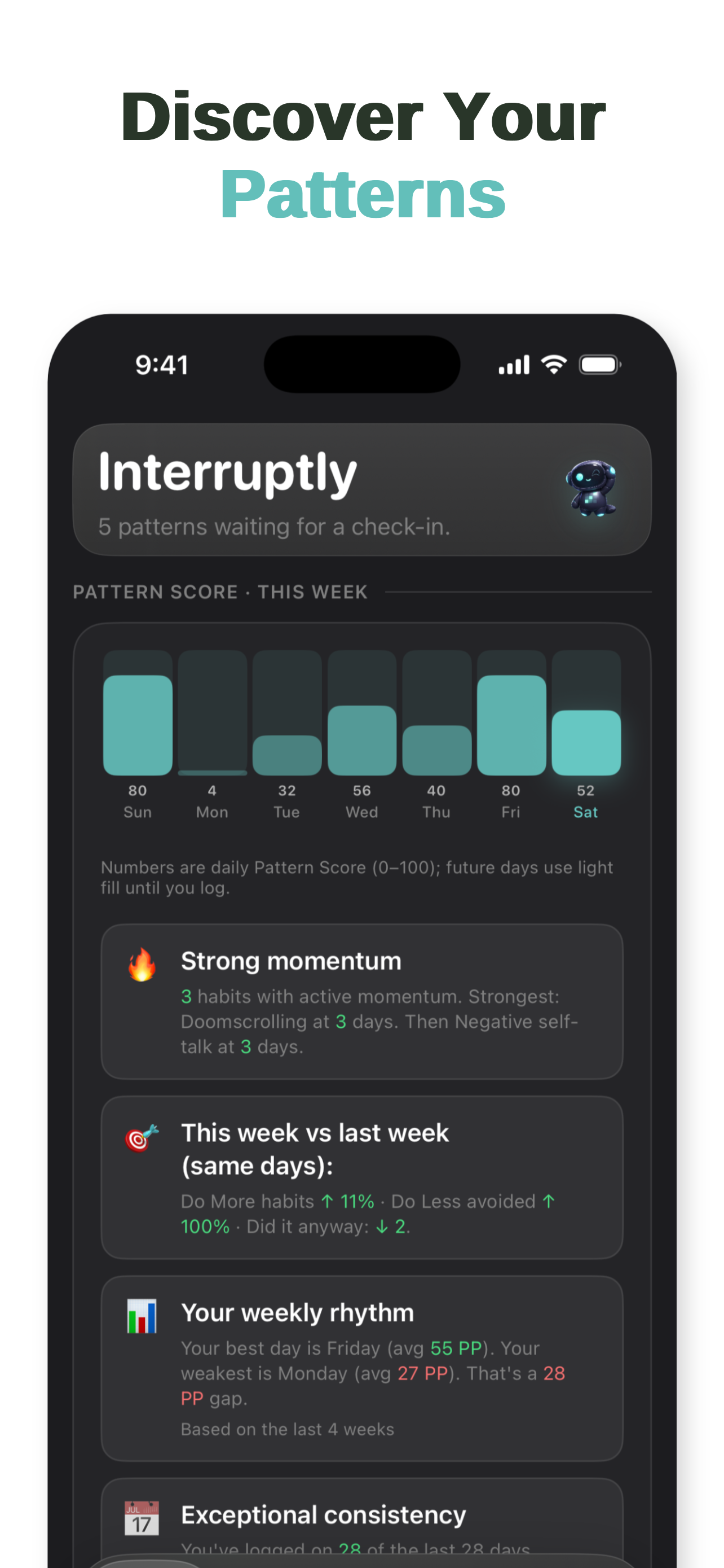 Discover your patterns with weekly insights